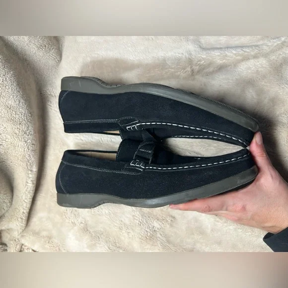 Stacy Adams black suede slip-on loafers Mens Size 10 - Picture 4 of 7